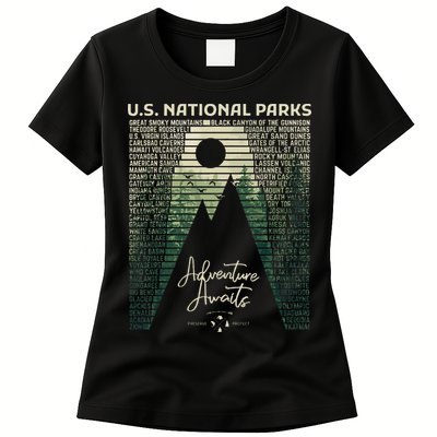 National Parks List US Park Vintage Camping Hiking Men Women Womens T-Shirt