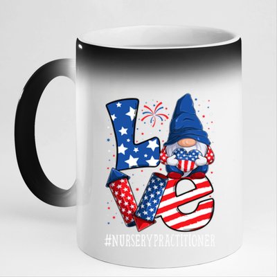 Nursery Practitioner Love 4th Of July Gnome Usa Patriotic Meaningful Gift 11oz Black Color Changing Mug