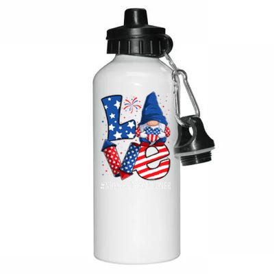 Nursery Practitioner Love 4th Of July Gnome Usa Patriotic Meaningful Gift Aluminum Water Bottle