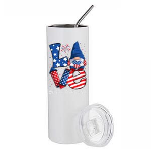 Nursery Practitioner Love 4th Of July Gnome Usa Patriotic Meaningful Gift Stainless Steel Tumbler