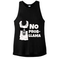 No Probllama Llama Problem Funny Ladies PosiCharge Tri-Blend Wicking Tank