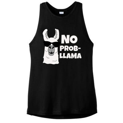 No Probllama Llama Problem Funny Ladies PosiCharge Tri-Blend Wicking Tank