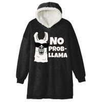 No Probllama Llama Problem Funny Hooded Wearable Blanket