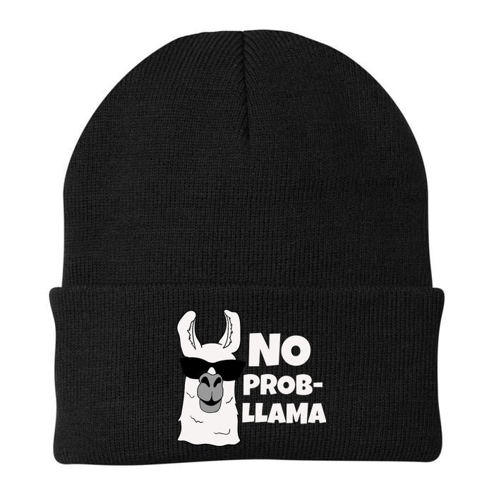 No Probllama Llama Problem Funny Beanie