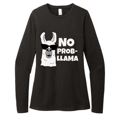 No Probllama Llama Problem Funny Womens CVC Long Sleeve Shirt