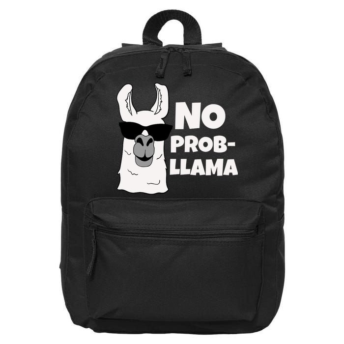 No Probllama Llama Problem Funny 16 in Basic Backpack