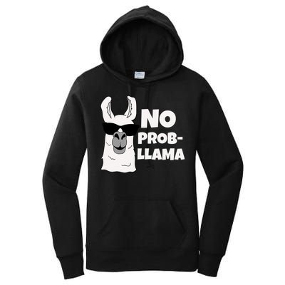 No Probllama Llama Problem Funny Women's Pullover Hoodie