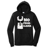 No Probllama Llama Problem Funny Women's Pullover Hoodie