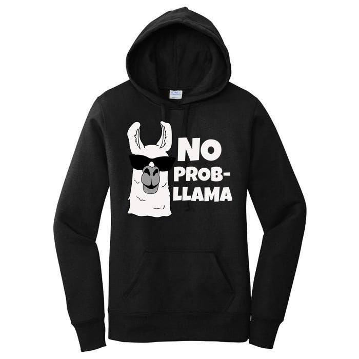 No Probllama Llama Problem Funny Women's Pullover Hoodie