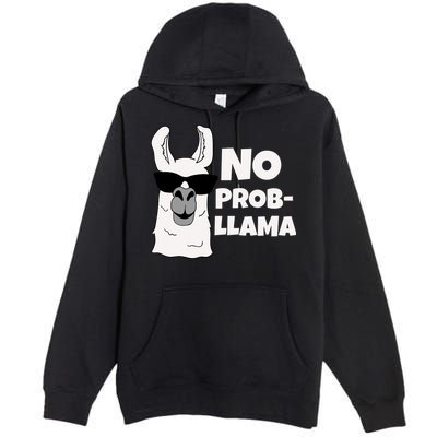 No Probllama Llama Problem Funny Premium Pullover Hoodie