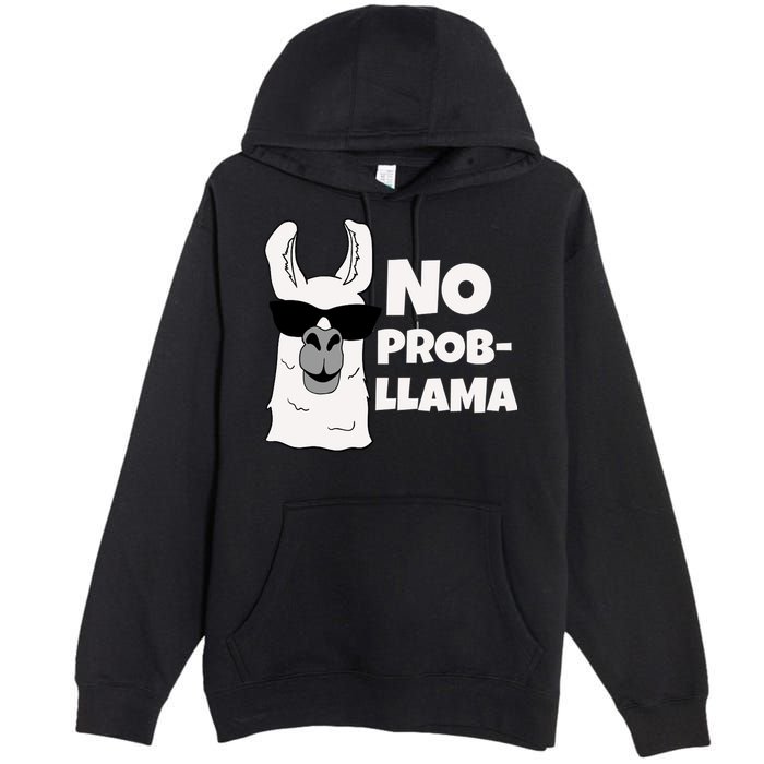 No Probllama Llama Problem Funny Premium Pullover Hoodie