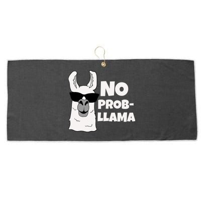 No Probllama Llama Problem Funny Large Microfiber Waffle Golf Towel