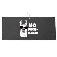 No Probllama Llama Problem Funny Large Microfiber Waffle Golf Towel