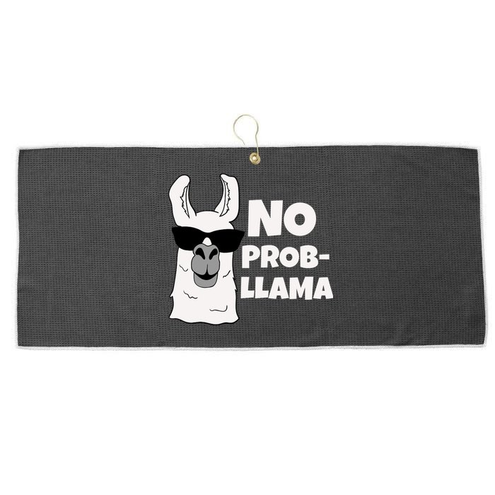 No Probllama Llama Problem Funny Large Microfiber Waffle Golf Towel