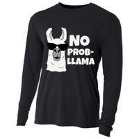 No Probllama Llama Problem Funny Cooling Performance Long Sleeve Crew