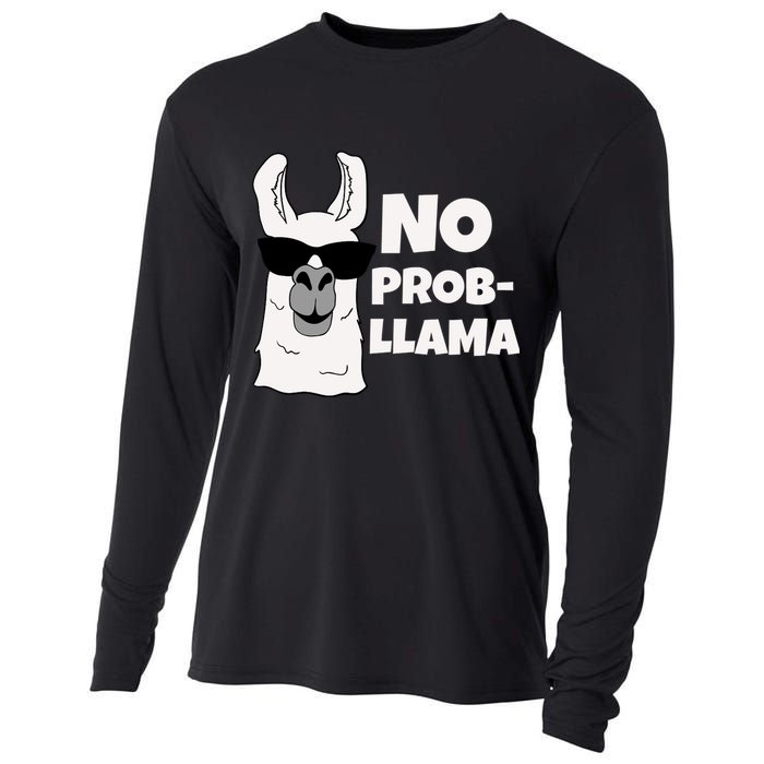 No Probllama Llama Problem Funny Cooling Performance Long Sleeve Crew