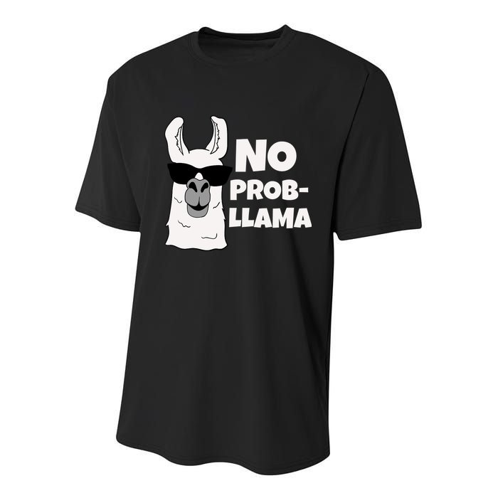 No Probllama Llama Problem Funny Youth Performance Sprint T-Shirt