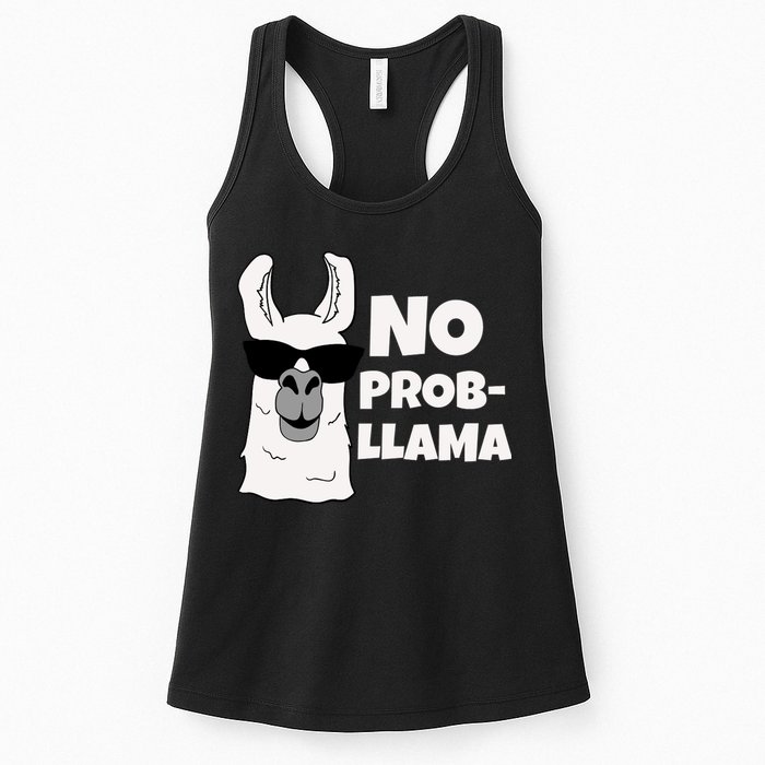 No Probllama Llama Problem Funny Womens Tank Top