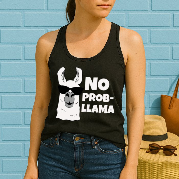 No Probllama Llama Problem Funny Womens Tank Top