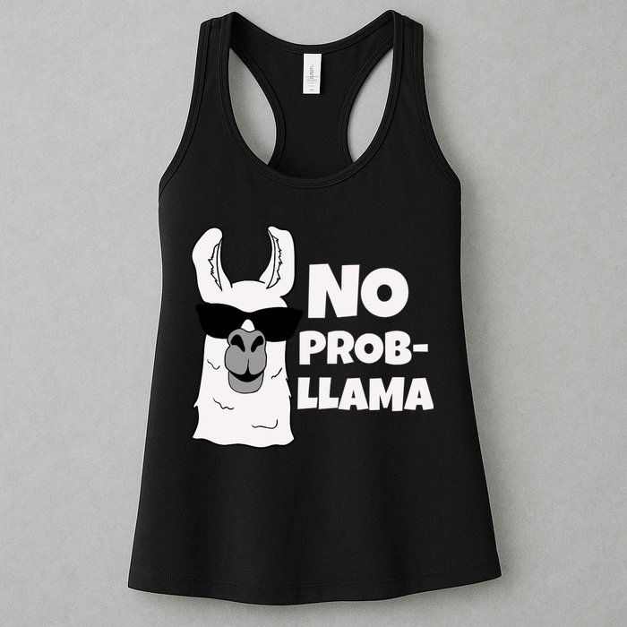 No Probllama Llama Problem Funny Womens Tank Top
