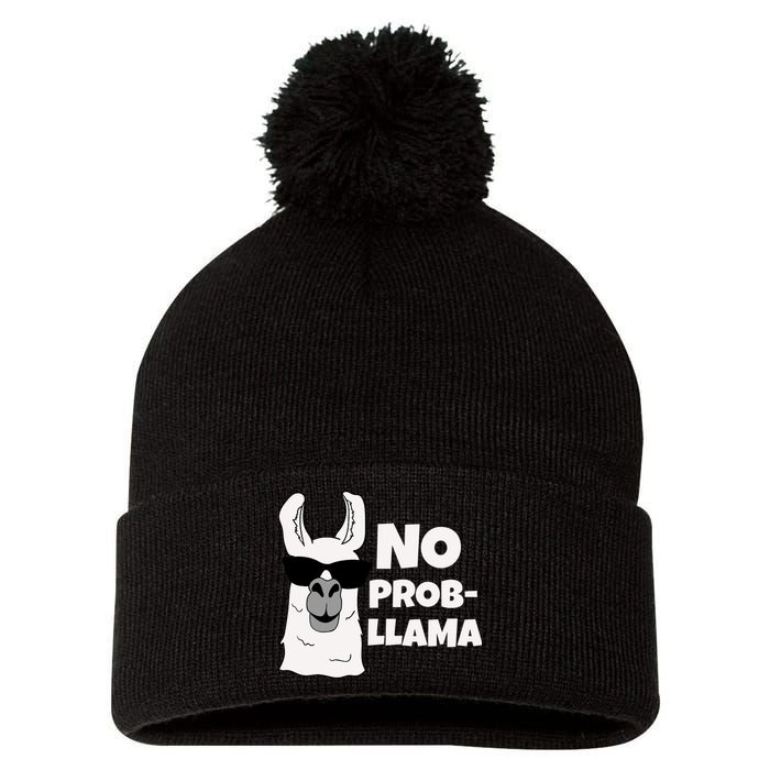 No Probllama Llama Problem Funny Pom Pom 12in Knit Beanie