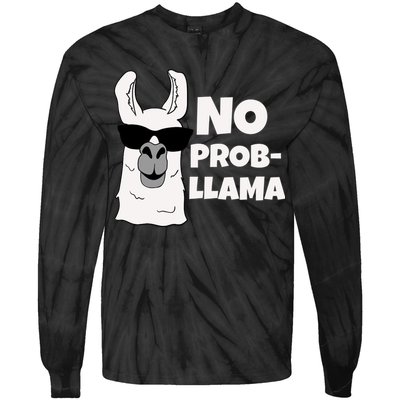 No Probllama Llama Problem Funny Tie-Dye Long Sleeve Shirt