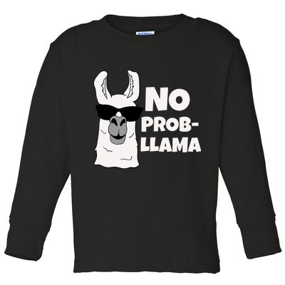 No Probllama Llama Problem Funny Toddler Long Sleeve Shirt
