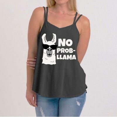 No Probllama Llama Problem Funny Women's Strappy Tank