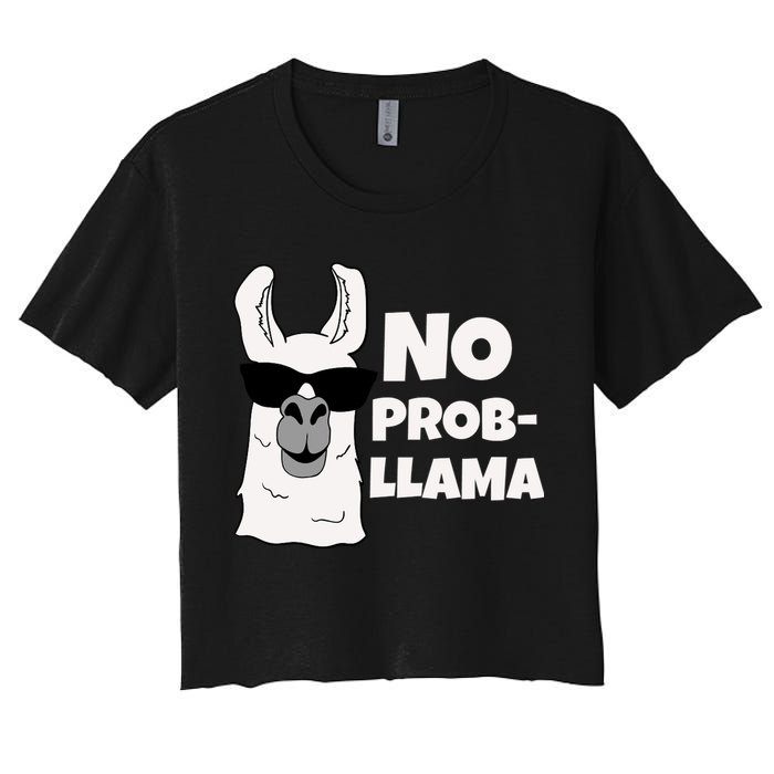 No Probllama Llama Problem Funny Crop Top