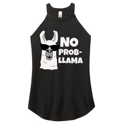 No Probllama Llama Problem Funny Women's Perfect Tri Rocker Tank