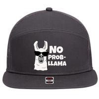 No Probllama Llama Problem Funny 7 Panel Mesh Trucker Snapback Hat