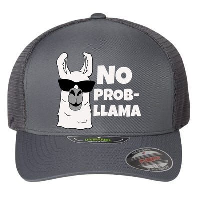 No Probllama Llama Problem Funny Flexfit Unipanel Trucker Cap