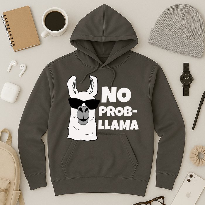 No Probllama Llama Problem Funny Hoodie