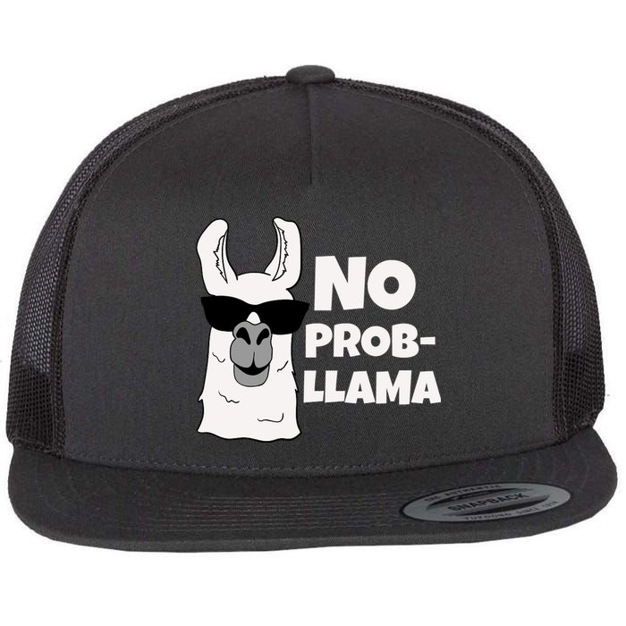 No Probllama Llama Problem Funny Flatbill Hat