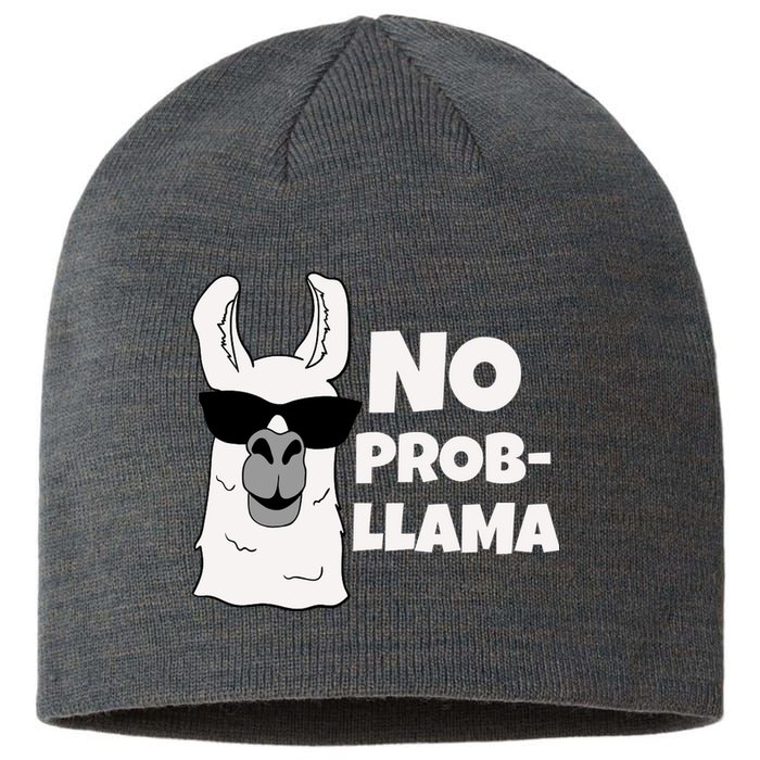 No Probllama Llama Problem Funny Sustainable Beanie