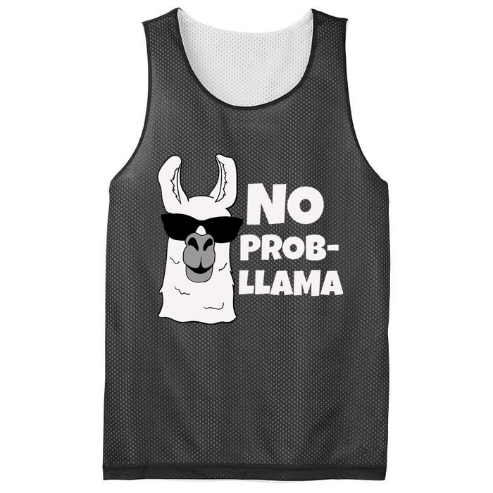 No Probllama Llama Problem Funny Mesh Reversible Basketball Jersey Tank