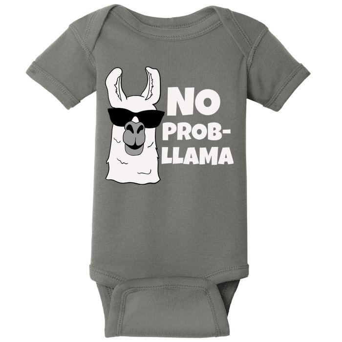 No Probllama Llama Problem Funny Baby Bodysuit