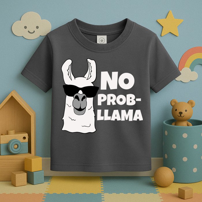 No Probllama Llama Problem Funny Toddler T-Shirt