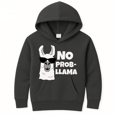 No Probllama Llama Problem Funny Kids Hoodie
