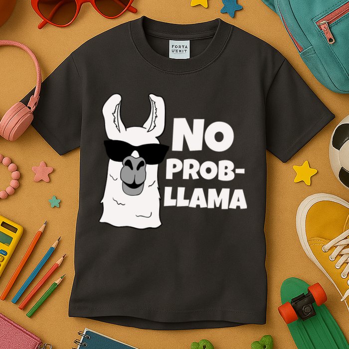 No Probllama Llama Problem Funny Kids T-Shirt