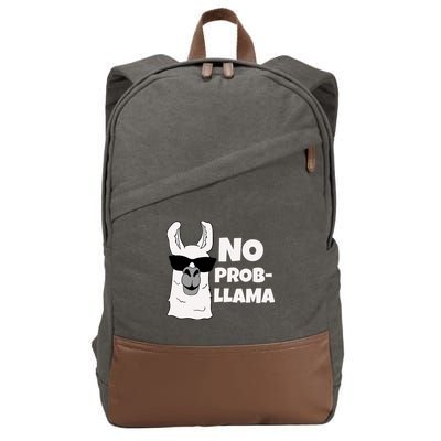 No Probllama Llama Problem Funny Cotton Canvas Backpack