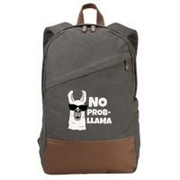No Probllama Llama Problem Funny Cotton Canvas Backpack