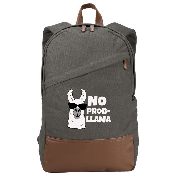 No Probllama Llama Problem Funny Cotton Canvas Backpack