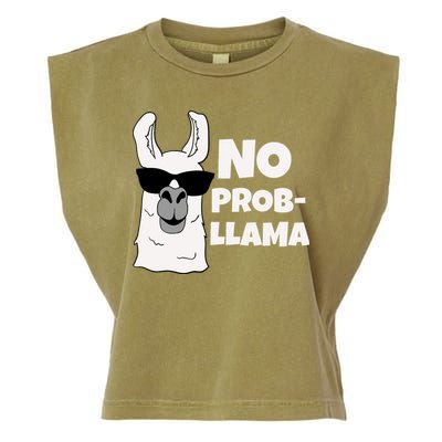 No Probllama Llama Problem Funny Garment-Dyed Women's Muscle Tee