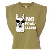 No Probllama Llama Problem Funny Garment-Dyed Women's Muscle Tee