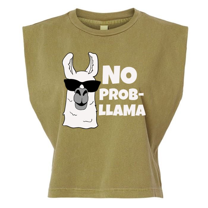 No Probllama Llama Problem Funny Garment-Dyed Women's Muscle Tee