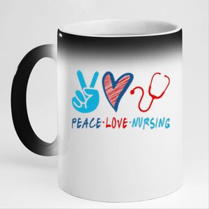 Nurse , Peace, Love, Nursing 11oz Black Color Changing Mug