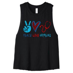 Nurse , Peace, Love, Nursing Women's Racerback Cropped Tank