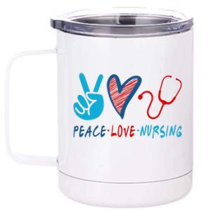 Nurse , Peace, Love, Nursing 12 oz Stainless Steel Tumbler Cup