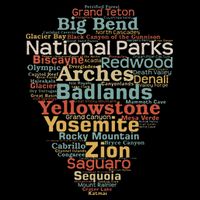 National Parks List Word Cloud Camping Hiking Wool Snapback Cap